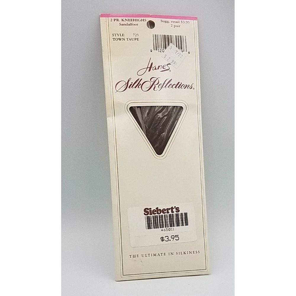 Hanes Silk Reflections Silky Sheer Knee Highs Sandalfoot Town Taupe 2 Pair 1995